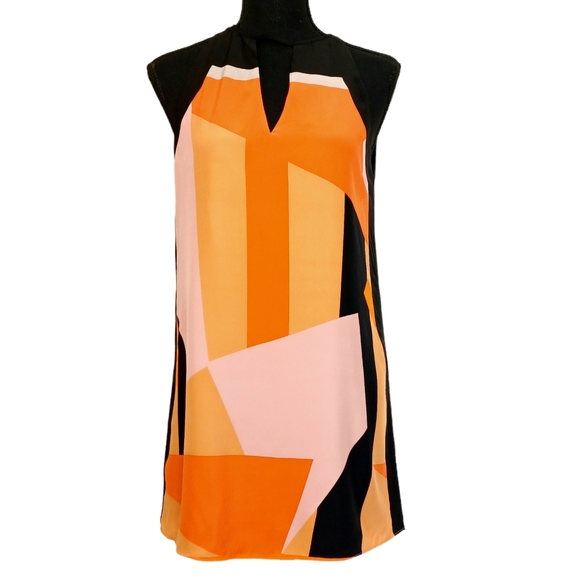 Parker Womem's Silk Colorblock Mini Dress Tunic Sz XS - Picture 1 of 12